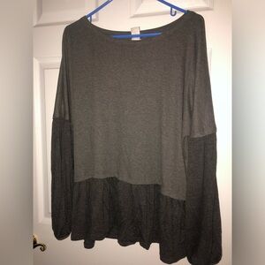 Sew In Love Charcoal Gray Layered Long-Sleeve Top